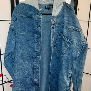 Denim Duster Jacket with Hood